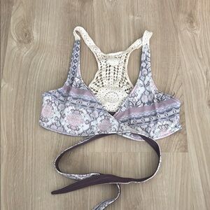 Reversible Wrap Bikini Top w Crochet